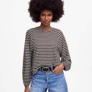 Madewell Balloon Sleeve Crew Neck in Stripe